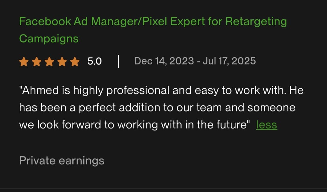 Upwork review screenshot